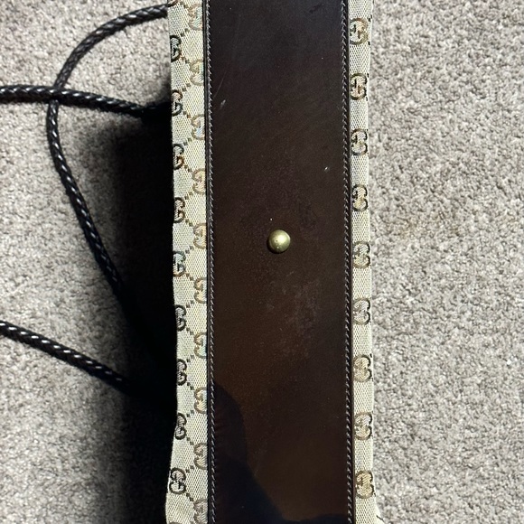 Gucci Tote GG Biege Tan Leather Brown Shoulder Bag Braided Handle - Picture 5 of 16